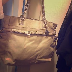 Gray Coach tote